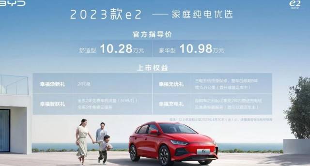 特斯拉手机2023款上市:2023款比亚迪e2上市 售价10.28-10.98万元